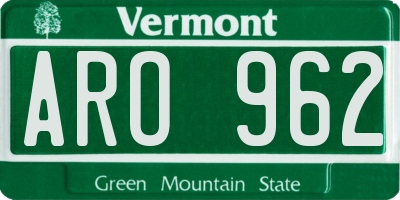 VT license plate ARO962