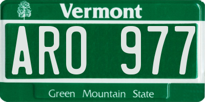 VT license plate ARO977