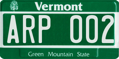 VT license plate ARP002