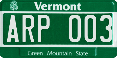 VT license plate ARP003