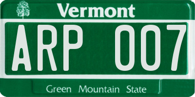 VT license plate ARP007