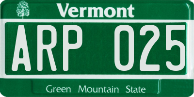 VT license plate ARP025
