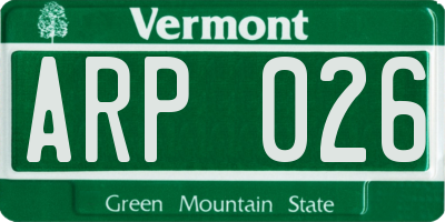 VT license plate ARP026