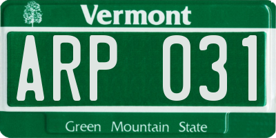 VT license plate ARP031