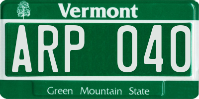 VT license plate ARP040