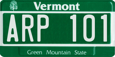 VT license plate ARP101