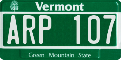 VT license plate ARP107