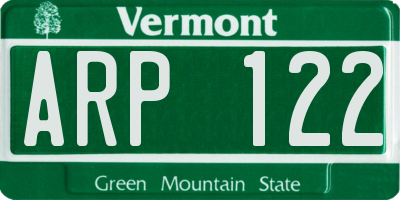 VT license plate ARP122