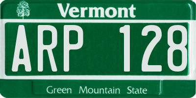 VT license plate ARP128
