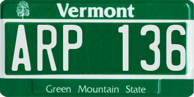 VT license plate ARP136