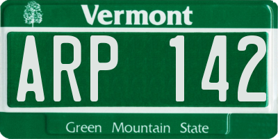VT license plate ARP142
