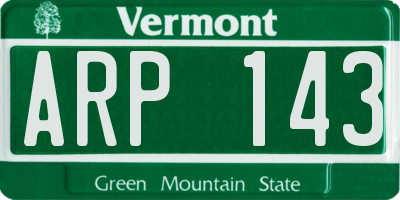 VT license plate ARP143