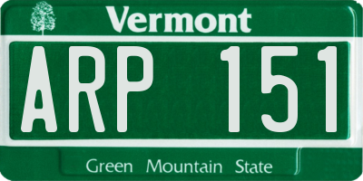 VT license plate ARP151