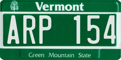 VT license plate ARP154