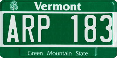 VT license plate ARP183