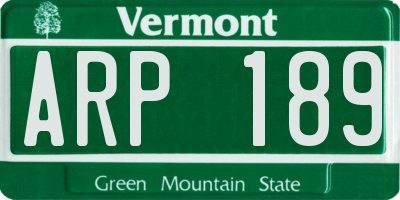 VT license plate ARP189