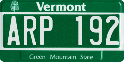 VT license plate ARP192