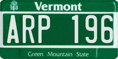 VT license plate ARP196