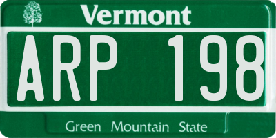 VT license plate ARP198