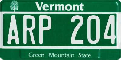 VT license plate ARP204
