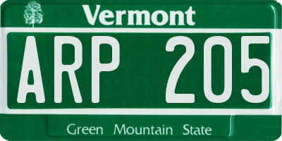 VT license plate ARP205
