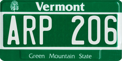 VT license plate ARP206