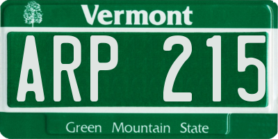 VT license plate ARP215