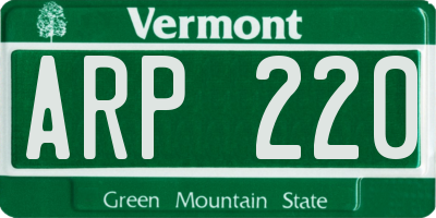 VT license plate ARP220