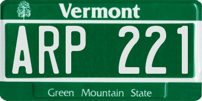 VT license plate ARP221