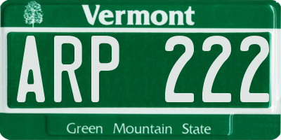 VT license plate ARP222