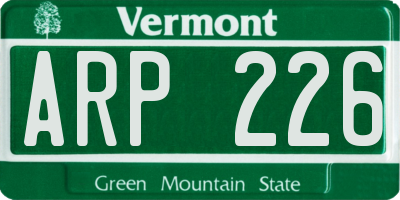 VT license plate ARP226