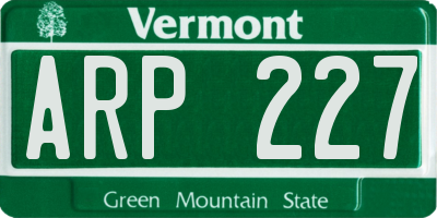 VT license plate ARP227