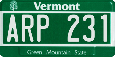 VT license plate ARP231