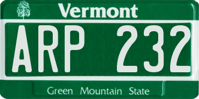 VT license plate ARP232