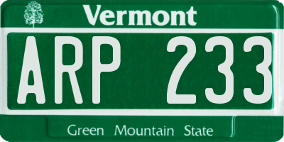 VT license plate ARP233
