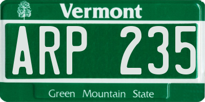 VT license plate ARP235