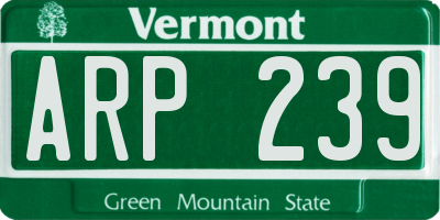 VT license plate ARP239