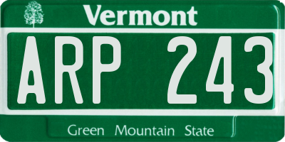 VT license plate ARP243