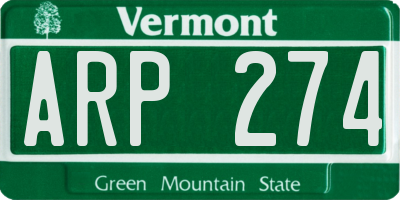 VT license plate ARP274
