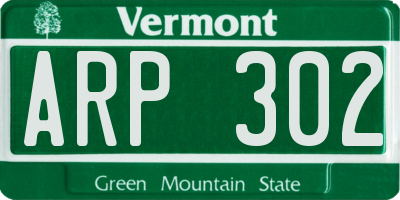 VT license plate ARP302