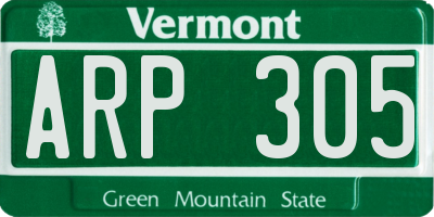 VT license plate ARP305