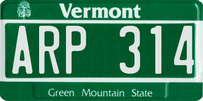 VT license plate ARP314