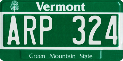 VT license plate ARP324