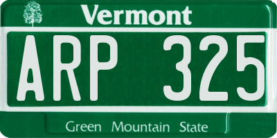 VT license plate ARP325