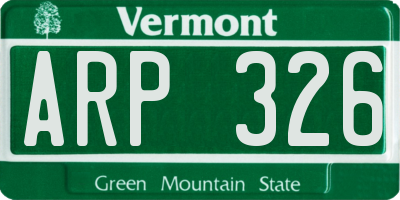 VT license plate ARP326