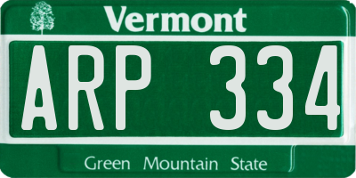 VT license plate ARP334