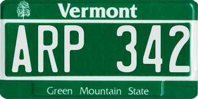 VT license plate ARP342