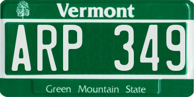 VT license plate ARP349