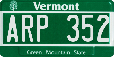 VT license plate ARP352