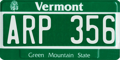 VT license plate ARP356